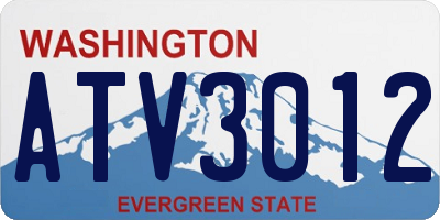 WA license plate ATV3012