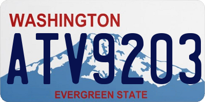 WA license plate ATV9203