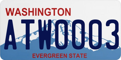 WA license plate ATW0003