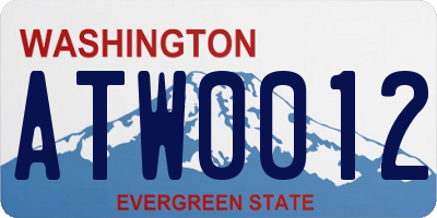 WA license plate ATW0012