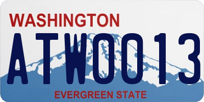 WA license plate ATW0013