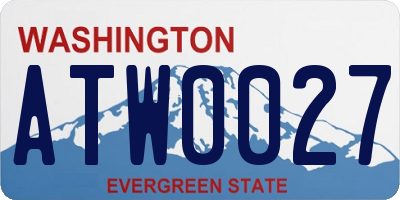 WA license plate ATW0027