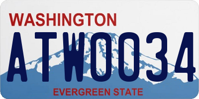 WA license plate ATW0034