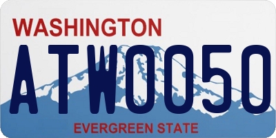 WA license plate ATW0050