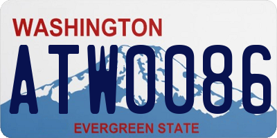 WA license plate ATW0086