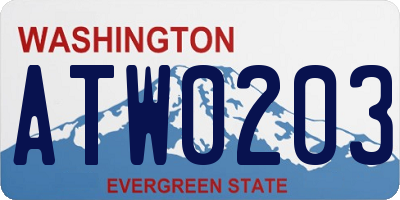 WA license plate ATW0203