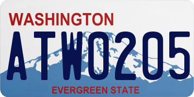 WA license plate ATW0205