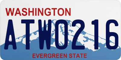 WA license plate ATW0216
