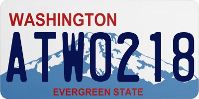 WA license plate ATW0218