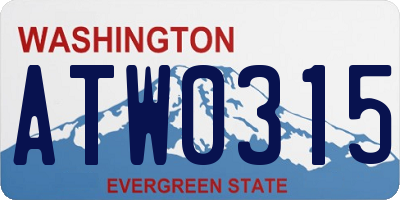 WA license plate ATW0315