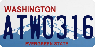 WA license plate ATW0316