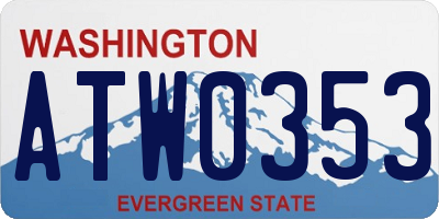 WA license plate ATW0353
