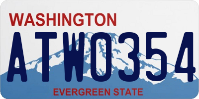WA license plate ATW0354