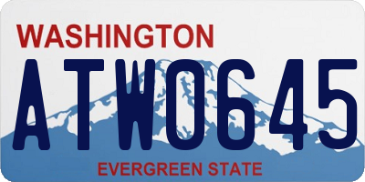 WA license plate ATW0645