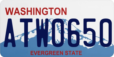 WA license plate ATW0650