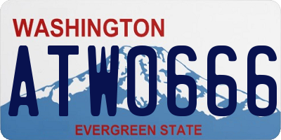 WA license plate ATW0666