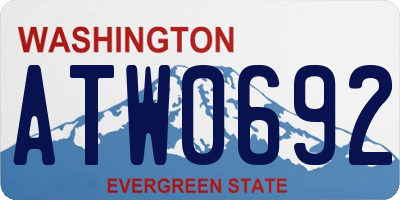 WA license plate ATW0692