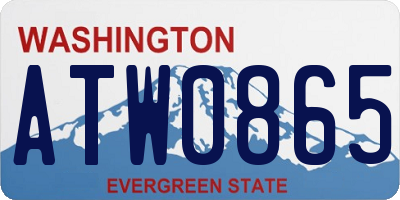 WA license plate ATW0865