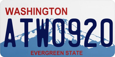 WA license plate ATW0920