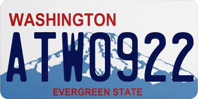 WA license plate ATW0922