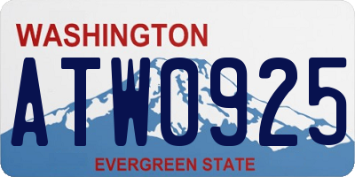 WA license plate ATW0925