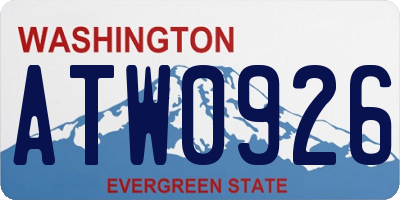 WA license plate ATW0926