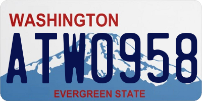 WA license plate ATW0958