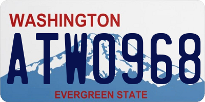 WA license plate ATW0968