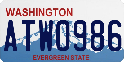 WA license plate ATW0986