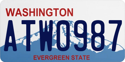WA license plate ATW0987