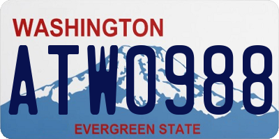 WA license plate ATW0988