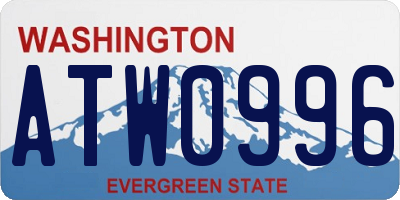 WA license plate ATW0996