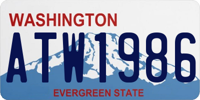 WA license plate ATW1986