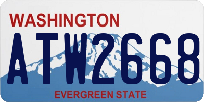 WA license plate ATW2668