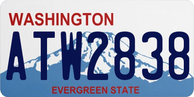 WA license plate ATW2838