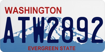 WA license plate ATW2892