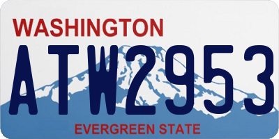 WA license plate ATW2953