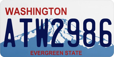 WA license plate ATW2986