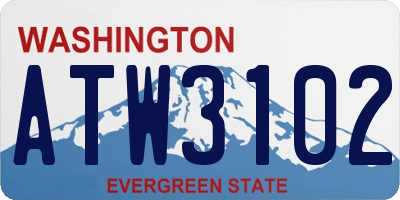 WA license plate ATW3102