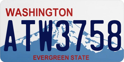 WA license plate ATW3758