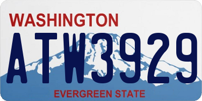 WA license plate ATW3929