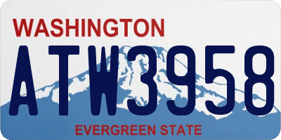 WA license plate ATW3958