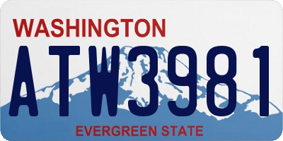 WA license plate ATW3981