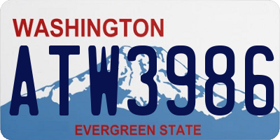WA license plate ATW3986