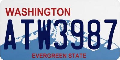 WA license plate ATW3987