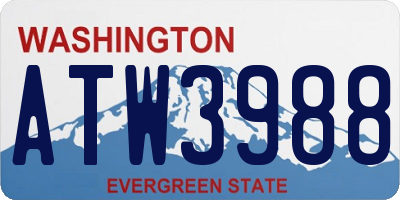 WA license plate ATW3988