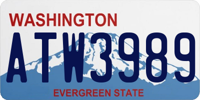 WA license plate ATW3989