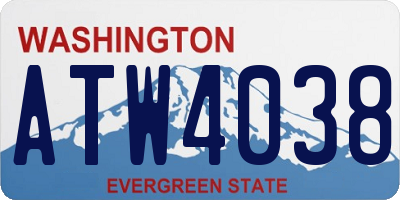 WA license plate ATW4038