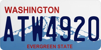 WA license plate ATW4920