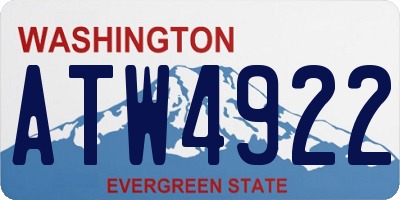 WA license plate ATW4922